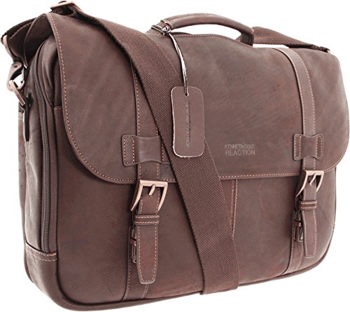 Kenneth Cole REACTION Show Business 16" Colombian Leather Business Laptop Portfolio Messenger Bag - color: Dark Brown
