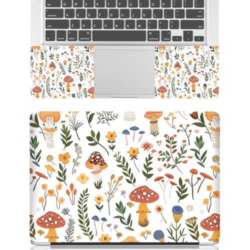 12.1-15.6 Inch Laptop Skin Decal, Universal Reusable Vinyl Laptop Cover Sticker, Waterproof Art Protector with Cute Mushroom & Nice Plants Theme - color: Cute Mushroom Nice Plants