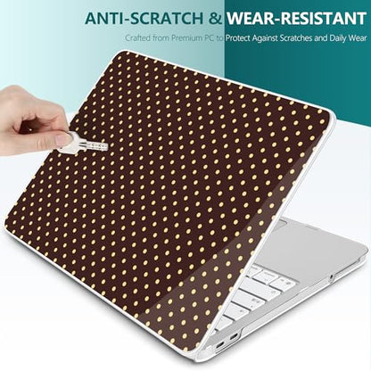 for MacBook Neo 13 Inch Case 2026 (Model A3404, A18 Pro chip), Stylish Pattern Protective Hard Shell with Screen Protector, Keyboard Cover & USB-C Adapter - Brown Polka Dots - color: Brown Polka Dots