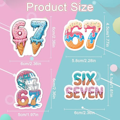 Six Seven 67 Stickers - 50 Pcs Funny 67 Water Bottle Stickers, Softball Football Scrapbook Decals for Luggage Laptop Journal, Waterproof Vinyl Gift for Adult - style: Six Seven