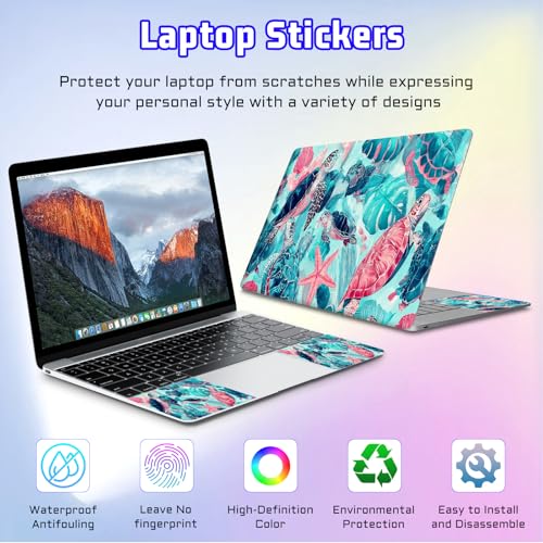 Universal Laptop Skin Sticker Decal, Compatible with MacBook HP Dell Lenovo 12"-15.6", Reusable Vinyl Notebook Cover 3PCS Set, High-Recognition Film-Tropical Sea Turtle - color: Tropical Sea Turtle