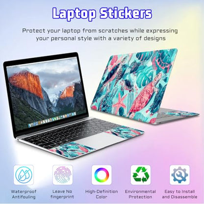 Universal Laptop Skin Sticker Decal, Compatible with MacBook HP Dell Lenovo 12"-15.6", Reusable Vinyl Notebook Cover 3PCS Set, High-Recognition Film-Tropical Sea Turtle - color: Tropical Sea Turtle