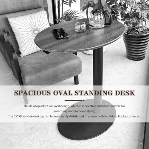Large Creative Oval Laptop Table, Household Simple Standing Table, Height Adjustable Sofa Desk, Side Desk for Office Home Bedroom Use(White) - color: White