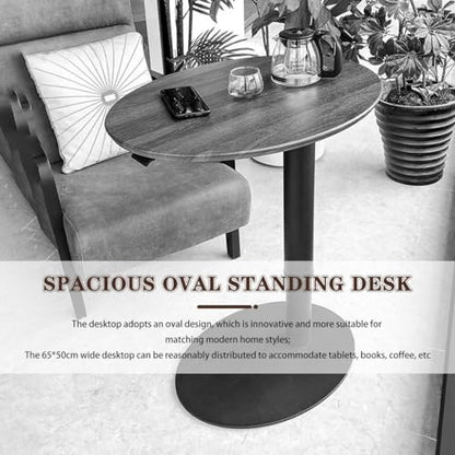 Large Creative Oval Laptop Table, Household Simple Standing Table, Height Adjustable Sofa Desk, Side Desk for Office Home Bedroom Use(White) - color: White