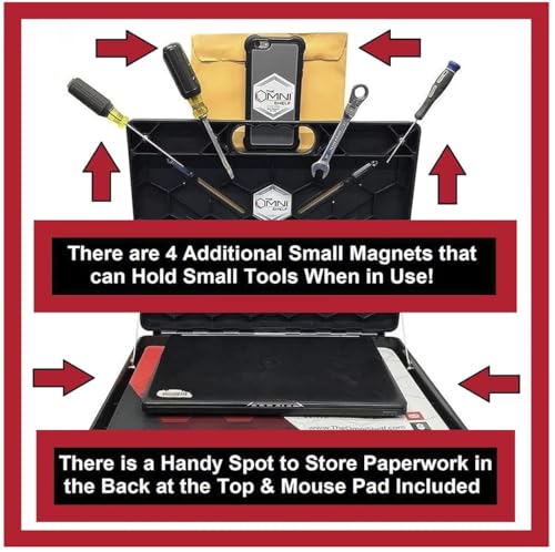 The OmniShelf Magnetic Portable Workstation + Toolbox, Computer & Laptop Stand, Multimeter Case, Utility Shelf w/ 40 lb Capacity, Hands Free Workstation Attaches to HVAC, Trucks & More (3 Count) - size: 3 Count