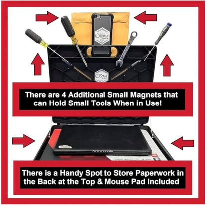 The OmniShelf Magnetic Portable Workstation + Toolbox, Computer & Laptop Stand, Multimeter Case, Utility Shelf w/ 40 lb Capacity, Hands Free Workstation Attaches to HVAC, Trucks & More (3 Count) - size: 3 Count