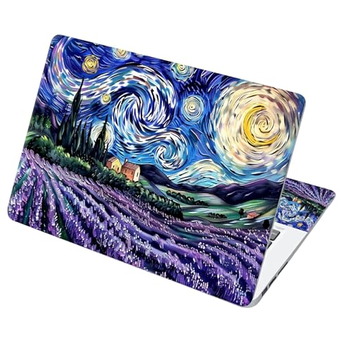 Universal Laptop Skin Sticker with 2 Wrist Pad Decals, 3-Piece Removable Vinyl Laptop Cover, Lavender Starry Sky Waterproof Anti-Scratch, Easy-Trim Fit for 13.3" 14" 15.6" Laptops - color: Lavender Starry Sky