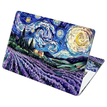 Universal Laptop Skin Sticker with 2 Wrist Pad Decals, 3-Piece Removable Vinyl Laptop Cover, Lavender Starry Sky Waterproof Anti-Scratch, Easy-Trim Fit for 13.3" 14" 15.6" Laptops - color: Lavender Starry Sky