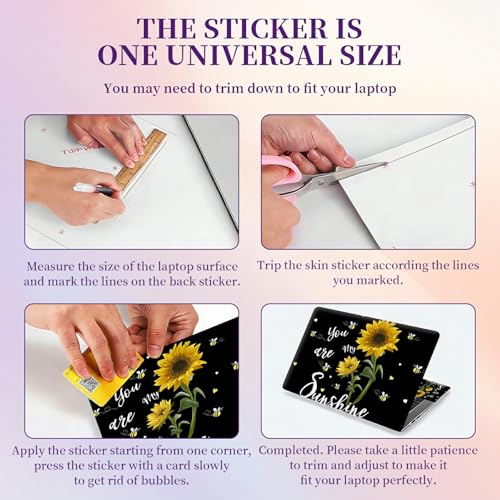 Laptop Skin Sticker Laptop Cover for 12" 13" 13.3" 14" Laptop Stickers,Reusable Skin Sticker Cover Personalized Art Waterproof & Scratch-Resistant Protector Case,Sunflower - color: Sunflower