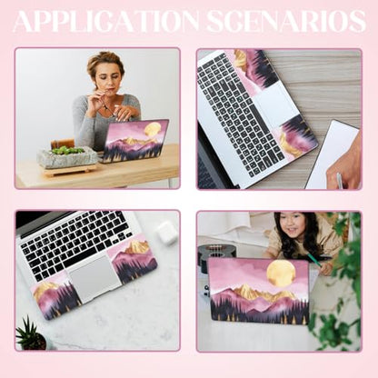 SSUPERDANT Laptop Skin Sticker Mountain Moon Laptop Decals Personalized Universal Notebook Computer Wrap Vinyl Skin Stickers Cover Art Decal Removable 12-15.6 Inch Waterproof Gifts Pink Gold - color: Pink+Gold