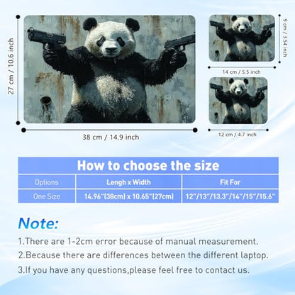 Universal Laptop Skin Sticker Decal with 2 Wrist Pad Skins, Waterproof Scratch Vinyl Cover for 11–15.6 Inch MacBook, HP, Dell, Lenovo, Cutable & Reusable,Badass Panda Guns - color: Badass Panda Guns