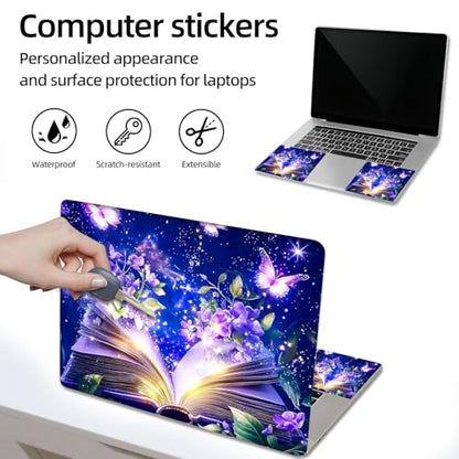 Aesthetic Laptop Skin Sticker, Magical Open Book Waterproof Vinyl Laptop Decal, Removable Bubble Free, Reusable Protective Cover for 13 14 15 15.6 Inch - color: Magical Open Book
