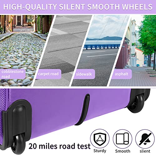 Ytonet Rolling Laptop Bag, 17.3 Inch Rolling Briefcase for Women Men, Water Resistant Computer Bag with Wheels for Work Travel College Business Overnight Teacher Black and Purple