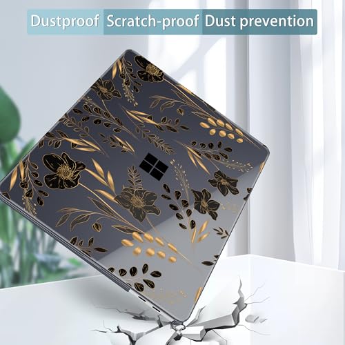Mektron Printed Case for 2025 Microsoft Surface Laptop Windows 11 Copilot+ PC Surface Laptop 13 inch Touchscreen Display Cover Fits Model 2095, Gold Floral - color: Gold Floral