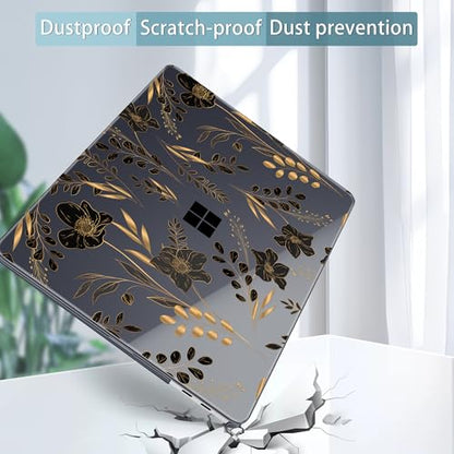 Mektron Printed Case for 2025 Microsoft Surface Laptop Windows 11 Copilot+ PC Surface Laptop 13 inch Touchscreen Display Cover Fits Model 2095, Gold Floral - color: Gold Floral