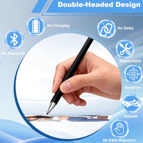 Stylus Pen for Echo Show 15/21 Inch with Holder Mount, 3 in 1 Magnetic Capacitive Stylus with Fiber Mesh Tip and Disc Tip, Compatible with All Capacitive Touchscreens - color: Black
