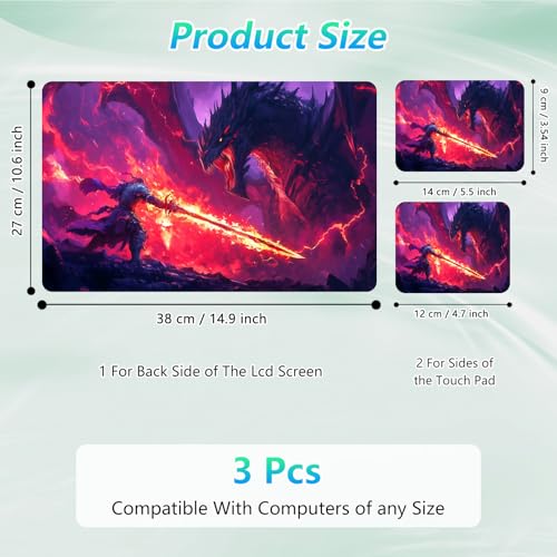 Laptop Skin Sticker Decal 12"-15.6" Universal Laptop/Notebook/Netbook Vinyl - Waterproof Scratch Resistant,Fits HP Dell Lenovo MacBook,2 Free Wrist Pads,Easy Apply & Remove,Fire Dragon Sword - color: Fire Dragon Sword