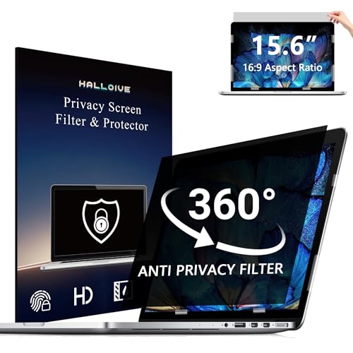 Halooive 4-Way Laptop Privacy Screen Shield 15.6 Inch,Removable 16:9 Aspect | Anti Glare Blue Light; 360° Privacy Filter Screen Protector for 15.6 Inch Laptop; Slide Mount Tabs Cover for Generic Laptop - color: Laptop 15.6Inch 16:9