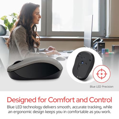 Verbatim 2.4G Wireless LED Silent Mouse - Noiseless and Silent Click Computer Mouse with Nano Receiver for Mac and PC - Blue - style: Blue Mouse