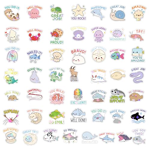 200 Pcs Cute Animal Stickers Bulk.Inspirational Stickers Packs for Boys Adults Teens Girls.Waterproof Vinyl Kawaii Sticker for Laptop, Classroom, Phone Case, Luggage, Cups (Teacher Reward Stickers) - color: Teacher Reward Stickers
