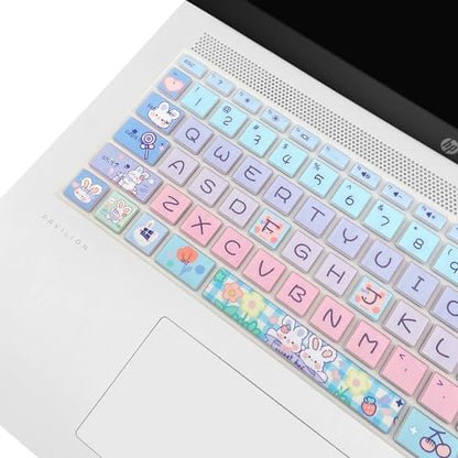 Keyboard Cover for HP 14" Laptop/HP Pavilion x360 14M-BA/CD 14M-DH 14-BF 14-cm 14-CF 14-DF 14-dk 14-DS 14-dq 14-FQ Series, 14-dq0020nr/dq0030nr, 14-fq1025nr/fq0033dx (Cute Bunny) - color: Cute Bunny