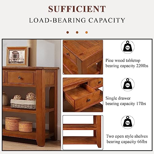 Modern Farmhouse Entryway Console Table 48 Inch Wood Sofa Table with 3 Drawers & 2-Tier Storage Shelves for Living Room, Foyer, Hallway Furniture, Easy Assembly (Brown) - color: # Brown
