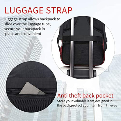 Monsdle Travel Laptop Backpack Anti Theft Backpacks with USB Charging Port, Travel Backpacks Business Work Bag 15.6 Inch College Computer Bag for Men Women, Red