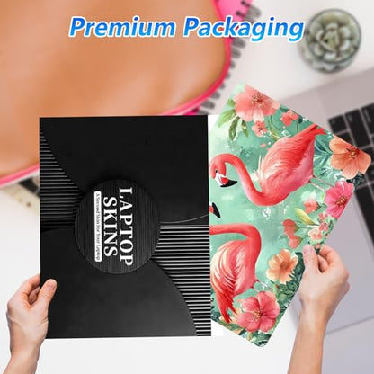 Universal Laptop Skin Sticker Decal with 2 Wrist Pad Skins, Waterproof Scratch Vinyl Cover for 11–15.6 Inch MacBook, HP, Dell, Lenovo, Cutable & Reusable,Pink Flamingo Garden Art - color: Pink Flamingo Garden Art