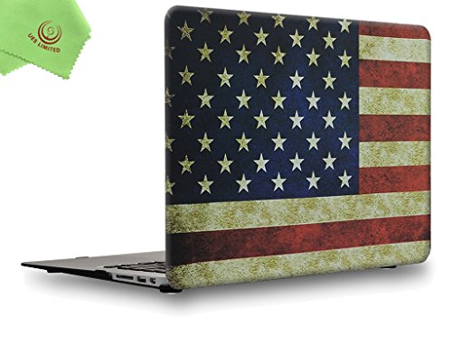 UESWILL Rubberized Unique Pattern Solid Hard Shell Case Cover Compatible with MacBook Air 11 inch (Models: A1370/A1465) + Microfibre Cleaning Cloth,US Flag - color: Pattern-us Flag, size: MacBook Air 11"