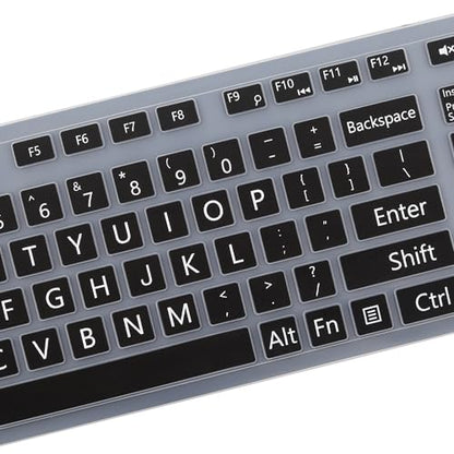 Large Print Keyboard Cover for Dell KM636 KB216 KB216t KB216d KB216p Wired & Wireless Keyboard, Dell Optiplex 5250 3050 3240 5460 7450 7050, Dell Inspiron Desktop 24" 27" 5400 5490 7790 3475 3670 - color: BK