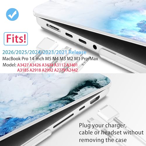 Mektron Case for M5 MacBook Pro 14 inch 2026 Model A3427 A3426 Fit 2025-2021 Model A3434 A3112 M4 A3112 A3401 A3185 M3 A2918 A2992 M2 A2779 M1 A2442 Pro/Max Cover, Cloud & Lightning - color: Cloud & Lightning