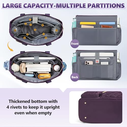 SDYSM Teacher Tote Bag 15.6 inch Laptop Bag Work Bags for Women Nurse Tote Professional Computer Messenger Shoulder Bags Laptop Briefcase for Office, College, Nursing, Purple - color: Dark Purple