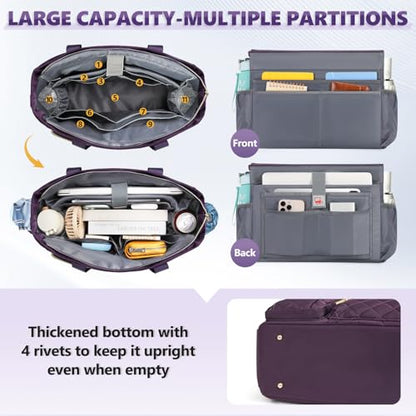 SDYSM Teacher Tote Bag 15.6 inch Laptop Bag Work Bags for Women Nurse Tote Professional Computer Messenger Shoulder Bags Laptop Briefcase for Office, College, Nursing, Purple - color: Dark Purple