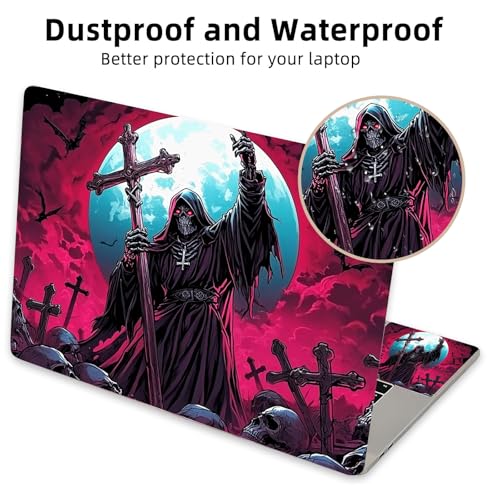 Aesthetic Laptop Skin Cover,12-15.6 Inch Universal Vinyl Sticker Decal,Waterproof Scratch-Resistant Notebook Wrap,Removable Residue-Free Protector,Grim Reaper Moon - color: Grim Reaper Moon