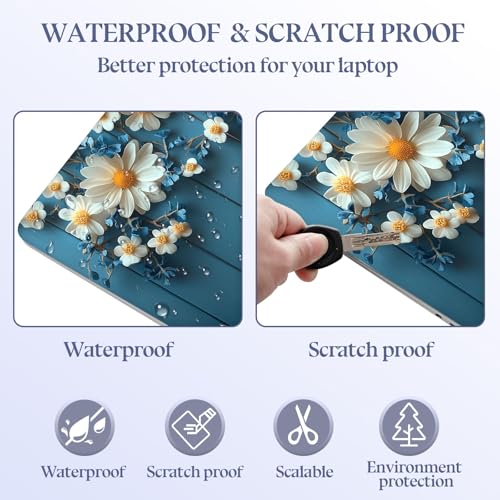 Universal Laptop Skin Sticker Decal,15.6 Inch Laptop Vinyl Cover for 13" 14" 15.6" Laptop,Scratch-Resistant Waterproof Protector Wrap,Reusable with Wrist Pads,Daisies and Blue Butterflies - color: Daisies and Blue Butterflies