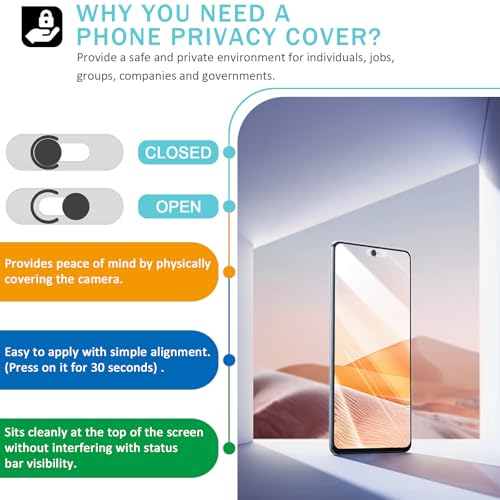 Front Camera Cover Compatible for Android Phones/Pixel/Galaxy/iPad-Black | Webcam Blocker for Single Front Camera, Privacy Slider Protects Your Phone Security - color: Black