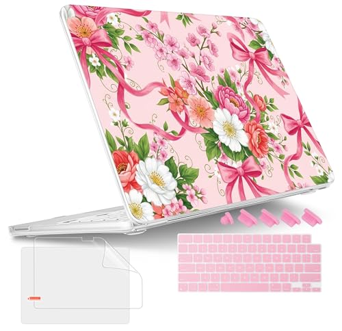 Tuiklol for 2026 MacBook Neo 13 Inch A18 Pro Chip Case, (Model A3404) Anti-Scratch Anti-Drop Slim Hard PC Shell Case with Shockproof Protective MacBook Neo Laptop Cover, Flower with Bow - color: Flower with Bow