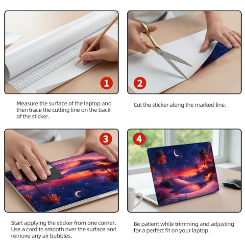 Universal Laptop Skin Sticker Decal, 12"-15.6" Aesthetic Vinyl Wrap, Desert Night Oasis Waterproof Notebook Cover Art Protector for MacBook HP Dell Lenovo, Fits 13" 14" 15" 15.6" - color: Desert Night Oasis