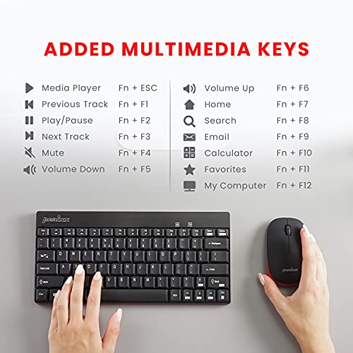 Perixx PERIDUO-712B Wireless Mini Keyboard and Mouse Set, Black, US English Layout - style: Wireless Black