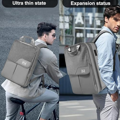 Slim & Expandable Laptop Backpack 15.6 16 17 inch Travel Business Backpack Water-Resistant Daypack for Men and Women，Grey - color: G01y01