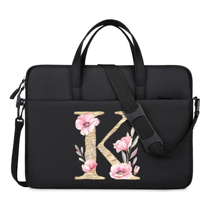 Computer Bag For Men & Women, With Initial Laptop Bag,14/15inches Messenger bag For Office、Business、Travel、School - color: Bk-k