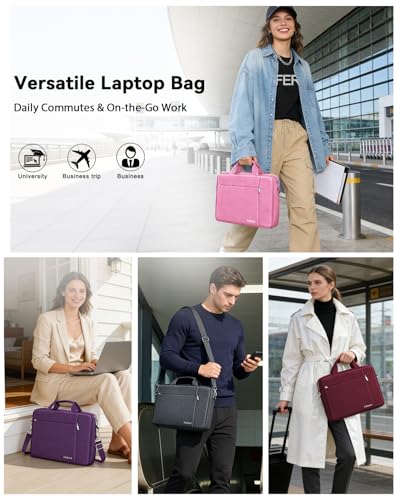 Ferkurn Laptop Bag Case for Women Men Computer Bag Compatible with HP Envy Pavilion Omen/LG Gram/MSI/Dell Inspiron XPS/Lenovo/Acer, Shoulder Strap Carrying Messenger Briefcase, Pink, 17 17.3 Inch - color: Pink, size: 17.3 inch