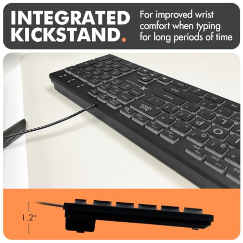 X9 Wired Keyboard and Mouse Combo - Large Print Backlit Keyboard and Mouse for Elderly, Low Vision, Visually Impaired - 7 LED Light Up Color, Lighted Large Letters for Laptop PC Computer USB