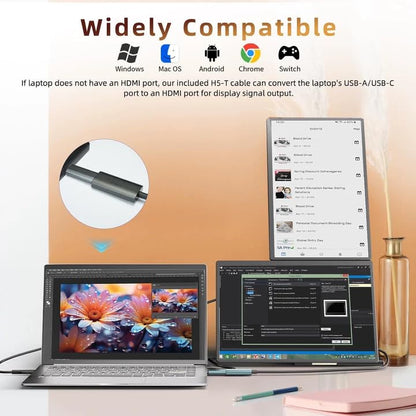 Laptop Screen Extender 2.5K Monitor - 16" Double Portable Monitor 2560x1600P QHD 100% sRGB IPS 235° Rotation Detachable Screen Design Extra Compatible with Mac Wins Dex Chrome Fits 13"-17" Laptops - size: 16" Screen Extenders