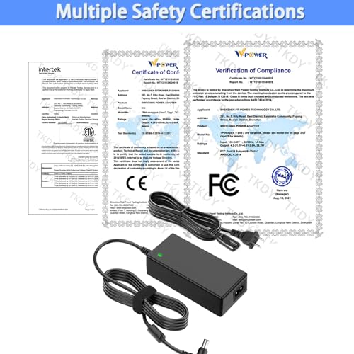 DC 19V Compatible for LG Monitor Power Cord UL Certificates, Replacement for 19Volt LG TV Power Supply 34" 32" 29" 27" 24" 23" 22" 20" 19" LED LCD Widescreen Ultrawide HDTV HD TV AC Power Adapter.
