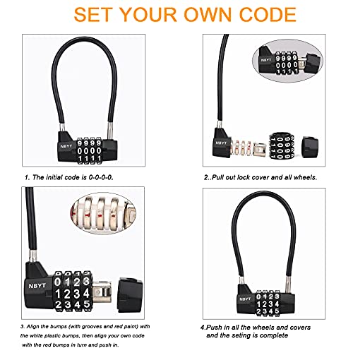 ‌4-Digit Cable Locks with Combination - Heavy Duty Outdoor Gate Lock for Fence, Cabinet,Refrigerator ，Dumpster,lockers,Gym,Toolbox,case, hasp Storage,Sheds - size: 15" Cable - Span 7" (3/16" Diameter)