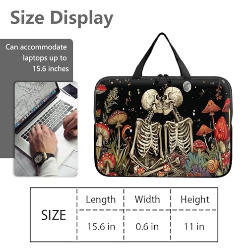 14" 15" Laptop Handle Bag Computer Bag,14.2" 15.4 inch Pouch Holder Notebook Sleeve Cover Compatible for Dell,Lenovo,Toshiba HP, Asus Notebook Messenger Briefcase-Kiss Skull - color: Kiss Skull