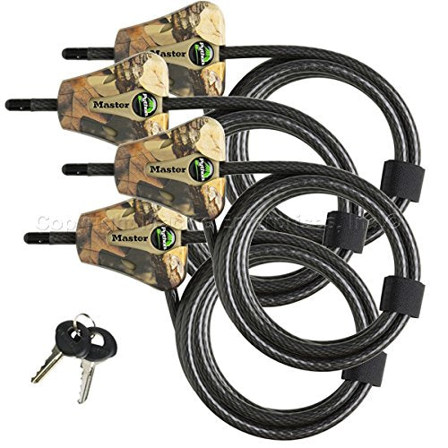 Master Lock Keyed Alike Python Trail Camera Adjustable Camouflage Cable Locks w/8 Keys, 8418KA-4 CAMO 4-Pack - size: 4 Pack