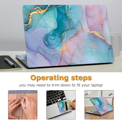 Universal Laptop Skin Sticker with 2 Wrist Pad Decals, 3-Piece Removable Vinyl Laptop Cover, Marbles Waterproof Anti-Scratch, Easy-Trim Fit for 13.3" 14" 15.6" Laptops - color: Marbles