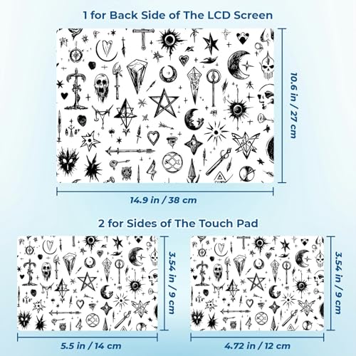 Reusable Universal Laptop Skin Sticker, Cut to Fit for 11.6–15.6 Inch Laptops, Waterproof Protective Film, No-Residue - Gothic Mystic Icons - color: Gothic Mystic Icons